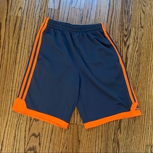 Adidas Boys Gray And Orange Athletic Shorts